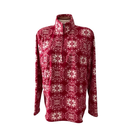 LAND’S END Women’s Fair Isle Snowflake 1/4 Zip Fleece Pullover Size L NWOT - Picture 3 of 5